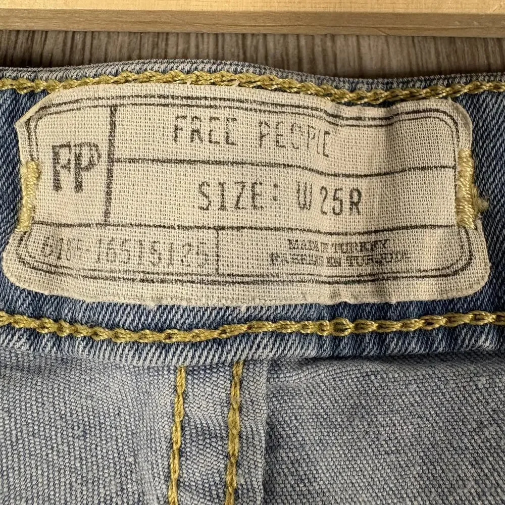 Free People Women's Just Float On Flare Jeans High Rise Blue Boho 70s W25R - Picture 4 of 7